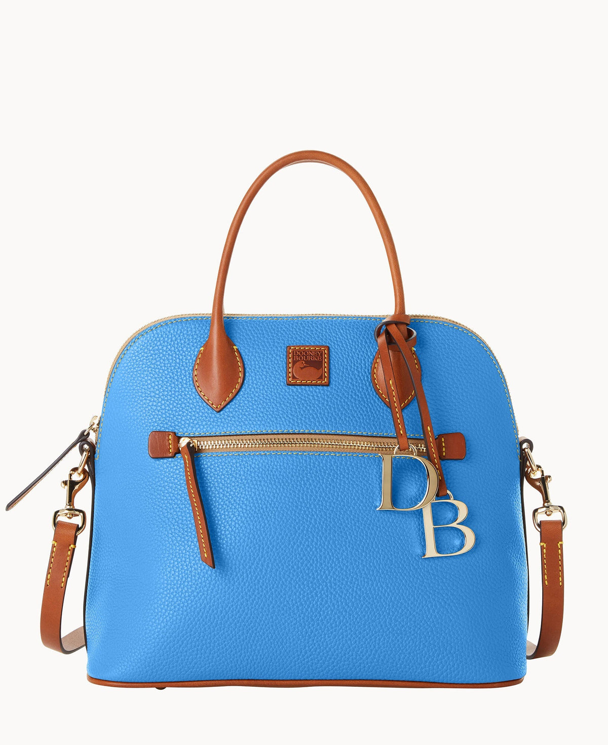 Pebble Grain Large Domed Satchel - Azure