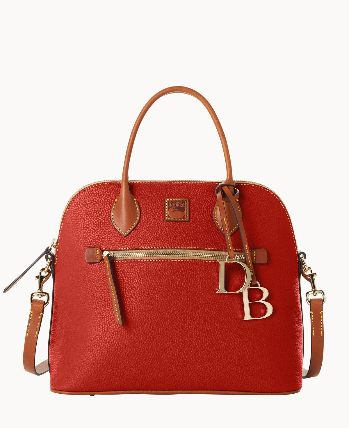 Pebble Grain Large Domed Satchel - Terracotta