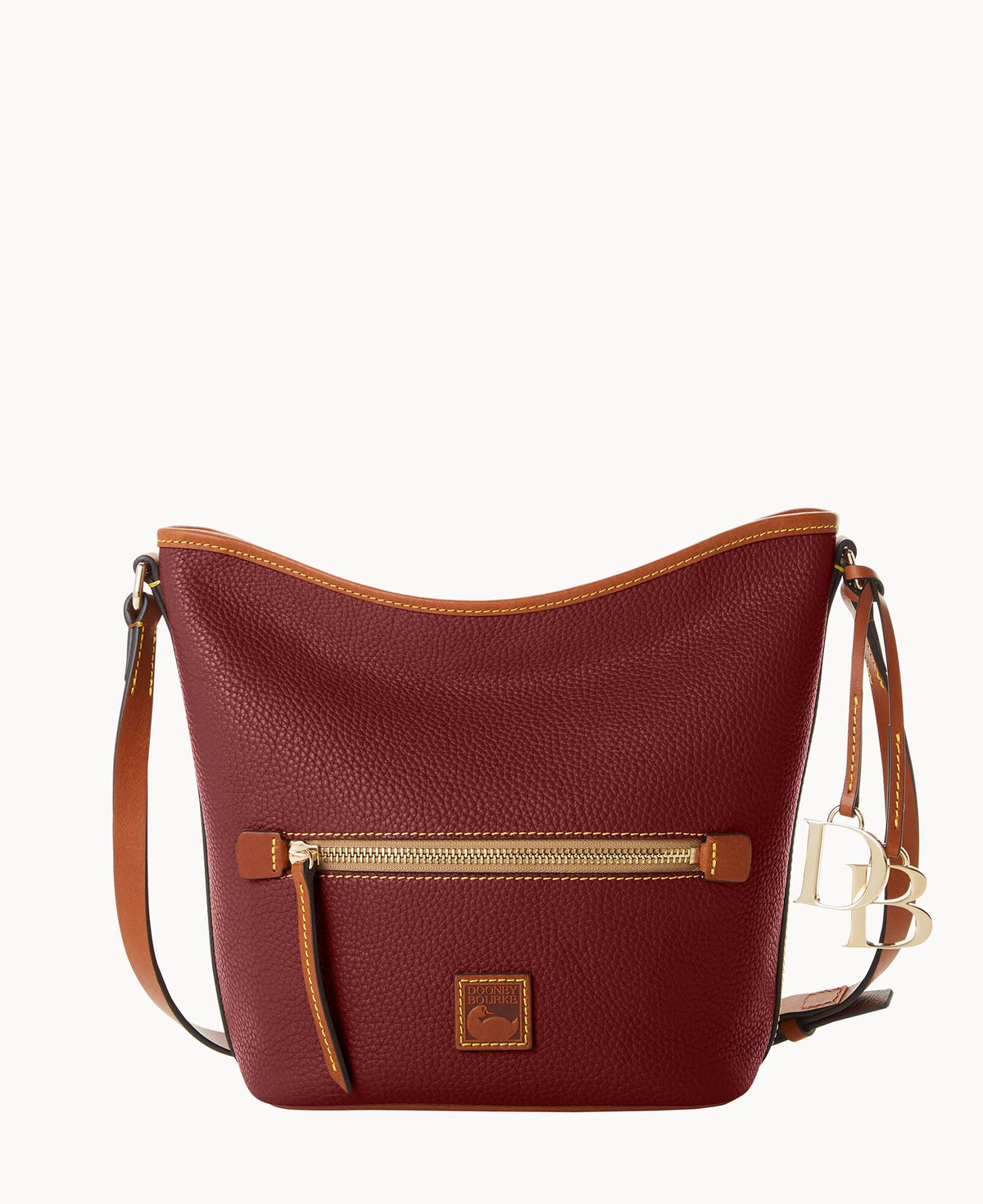 Pebble Grain Zip Sac - Bordeaux