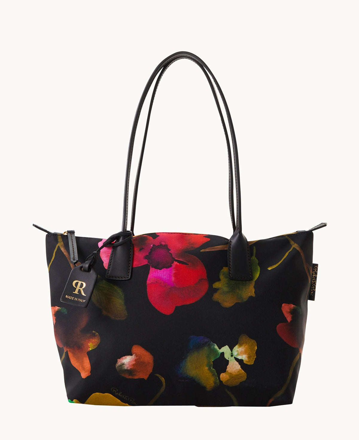 Roberta Pieri Flower Classic Sm Robertina Tote w Long Handle - Black Black