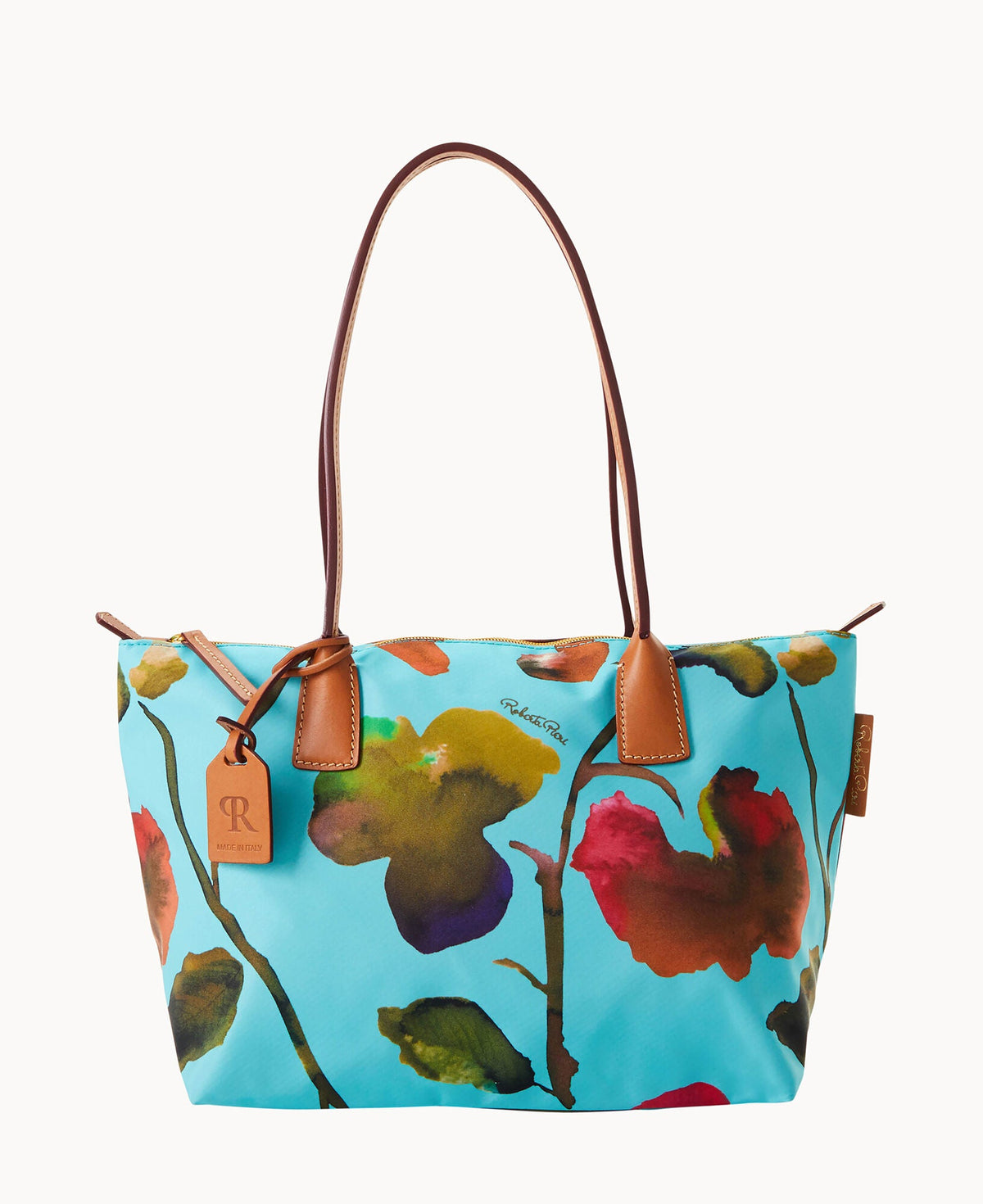 Roberta Pieri Flower Classic Sm Robertina Tote w Long Handle - Light Blue