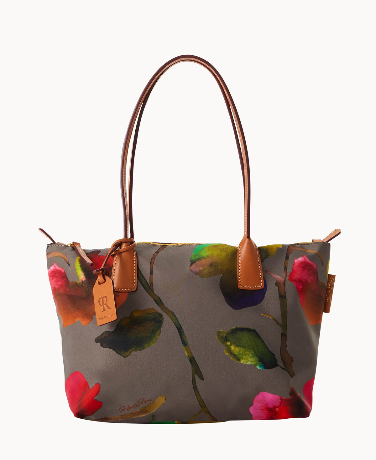 Roberta Pieri Flower Classic Sm Robertina Tote w Long Handle - Taupe