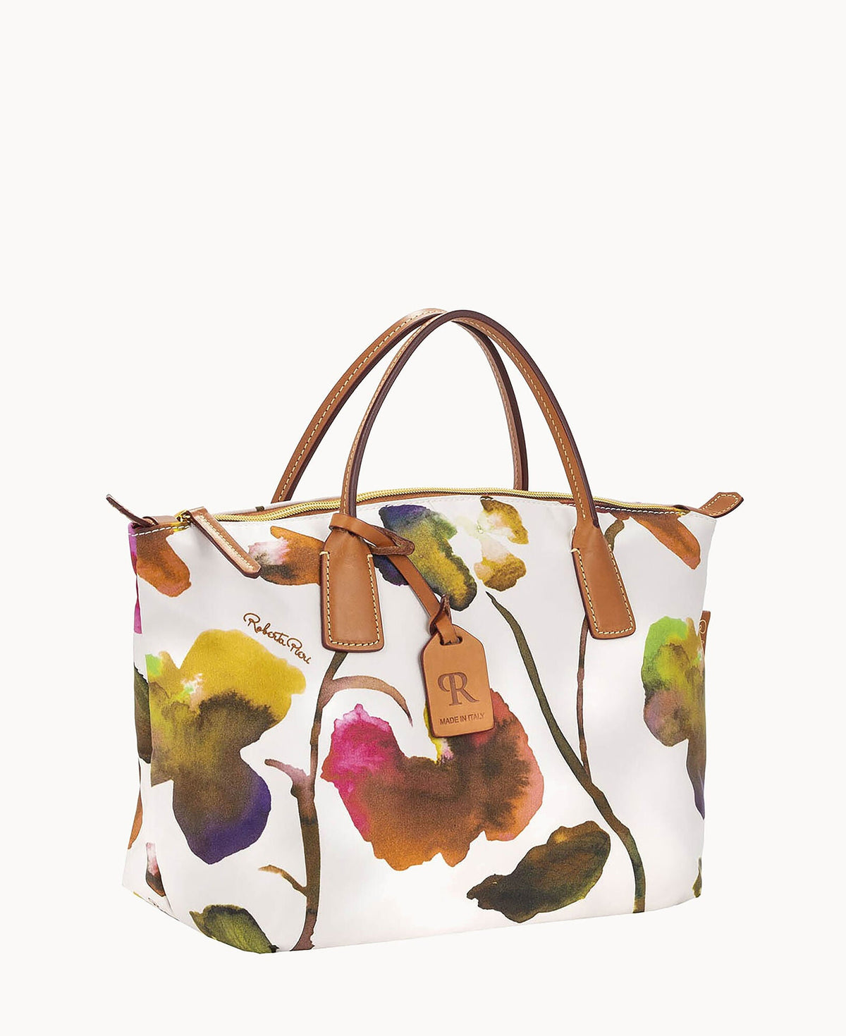 Roberta Pieri Flower Classic Small Robertina Tote - White