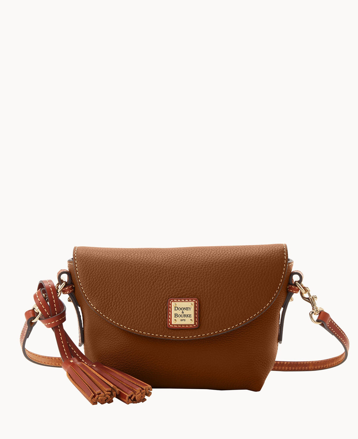 Pebble Grain Crossbody Saddle Bag - Bark