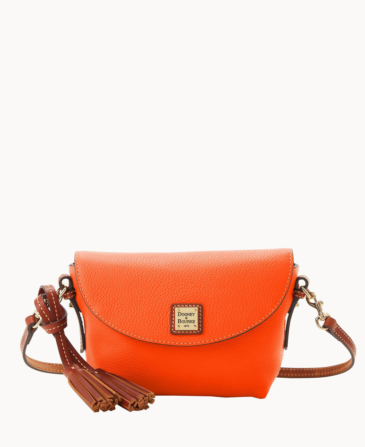 Pebble Grain Crossbody Saddle Bag - Clementine