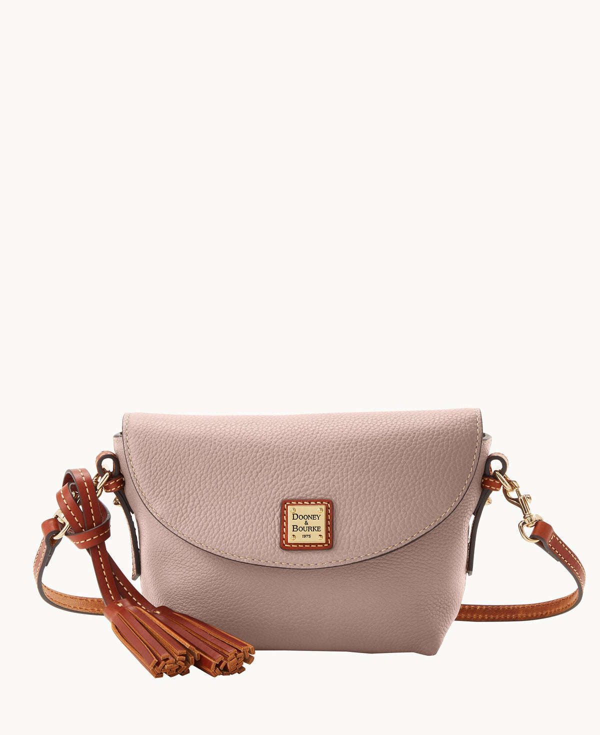 Pebble Grain Crossbody Saddle Bag - Oyster