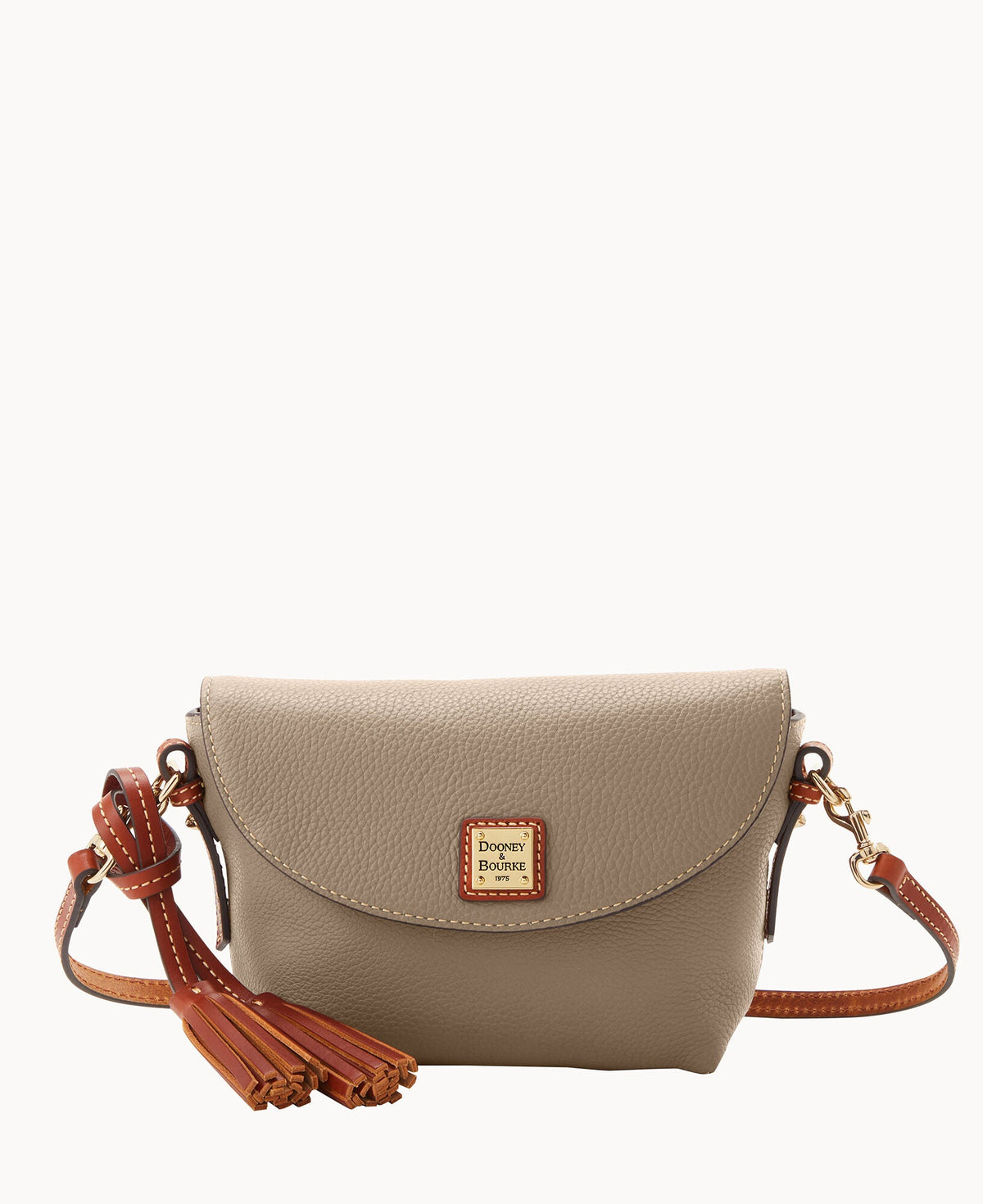 Pebble Grain Crossbody Saddle Bag - Taupe