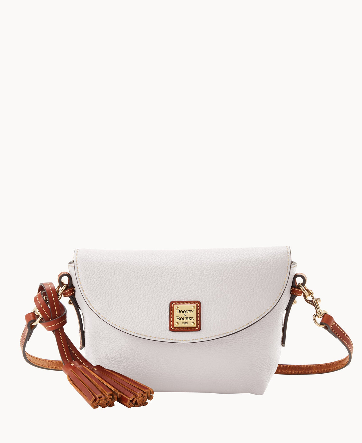 Pebble Grain Crossbody Saddle Bag - White