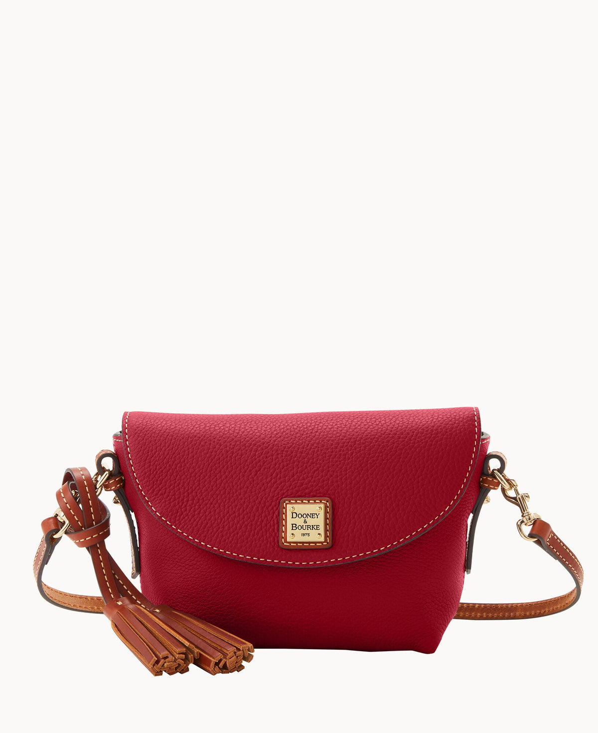 Pebble Grain Crossbody Saddle Bag - Wine