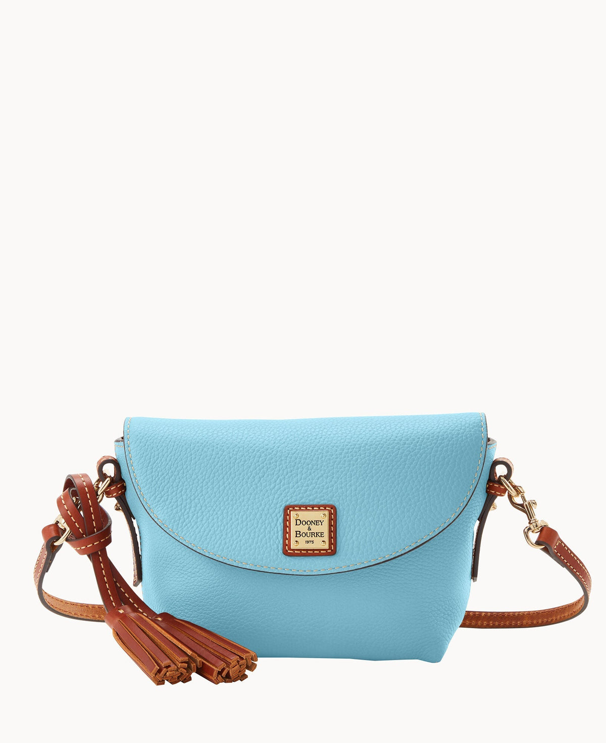 Pebble Grain Crossbody Saddle Bag - Caribbean Blue
