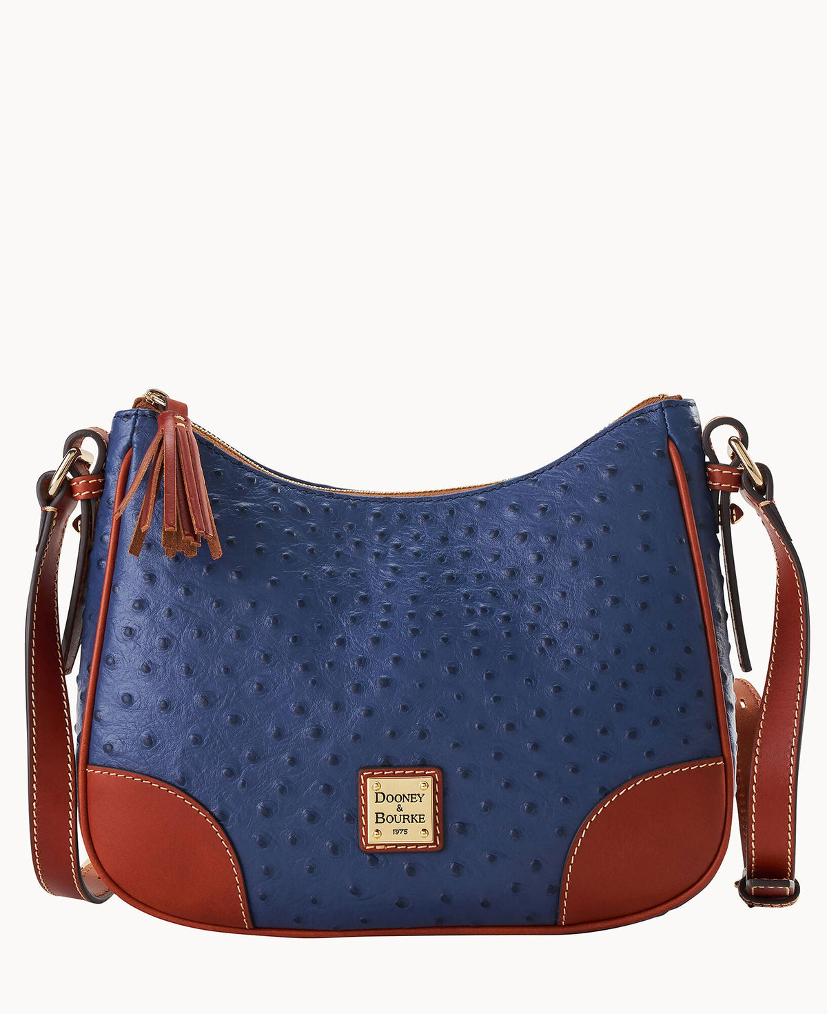 Ostrich Crossbody Hobo - Marine