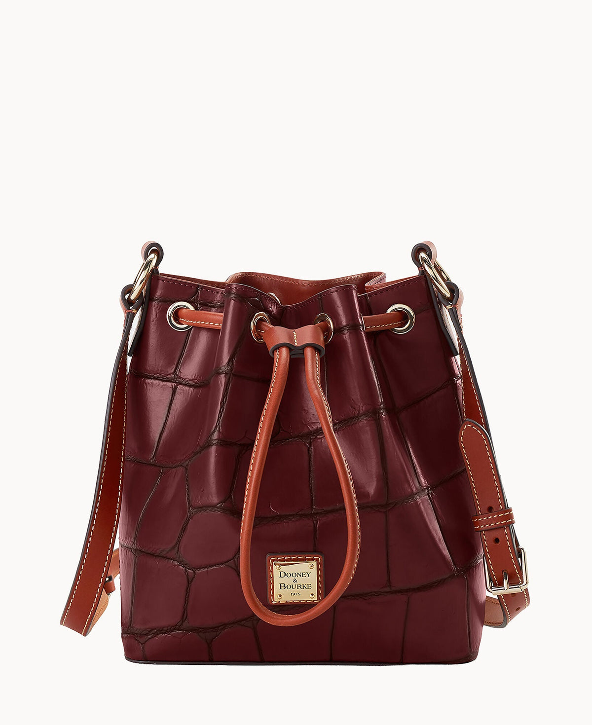 Denison Crossbody Drawstring - Bordeaux Tan