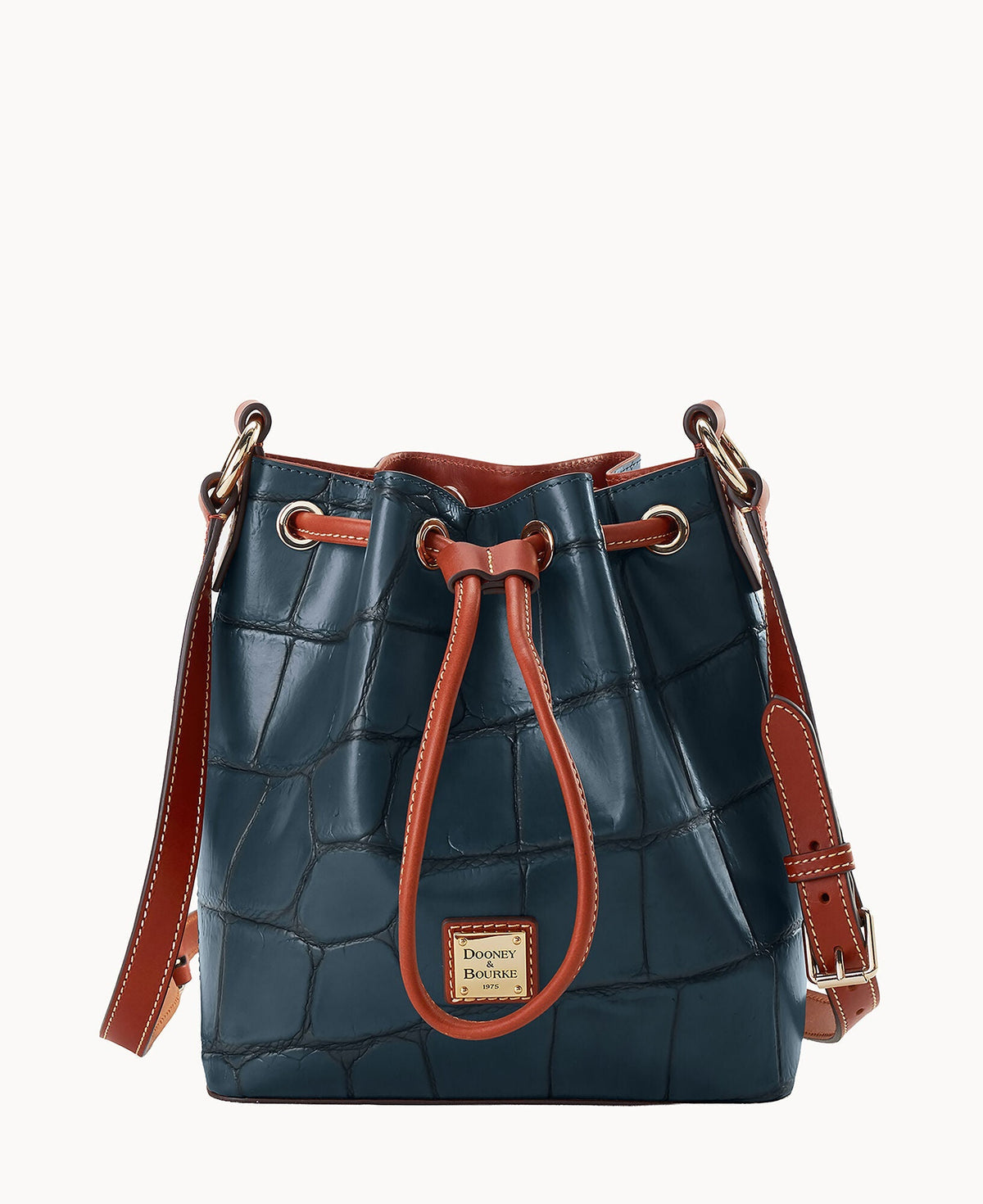 Denison Crossbody Drawstring - Deep Teal Tan