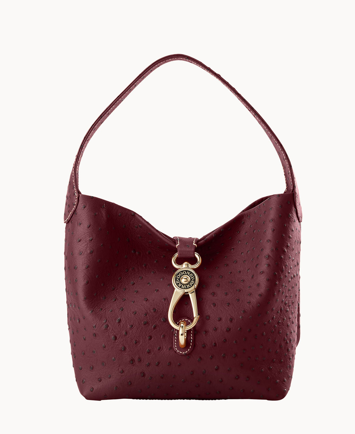 Ostrich Logo Lock Hobo - Burgundy
