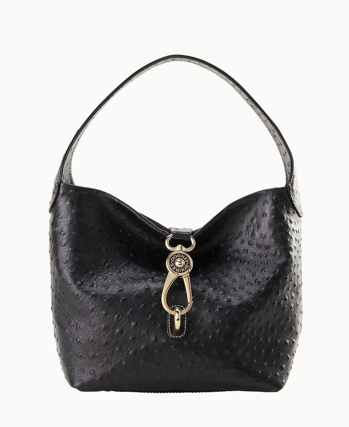 Ostrich Logo Lock Hobo - Black