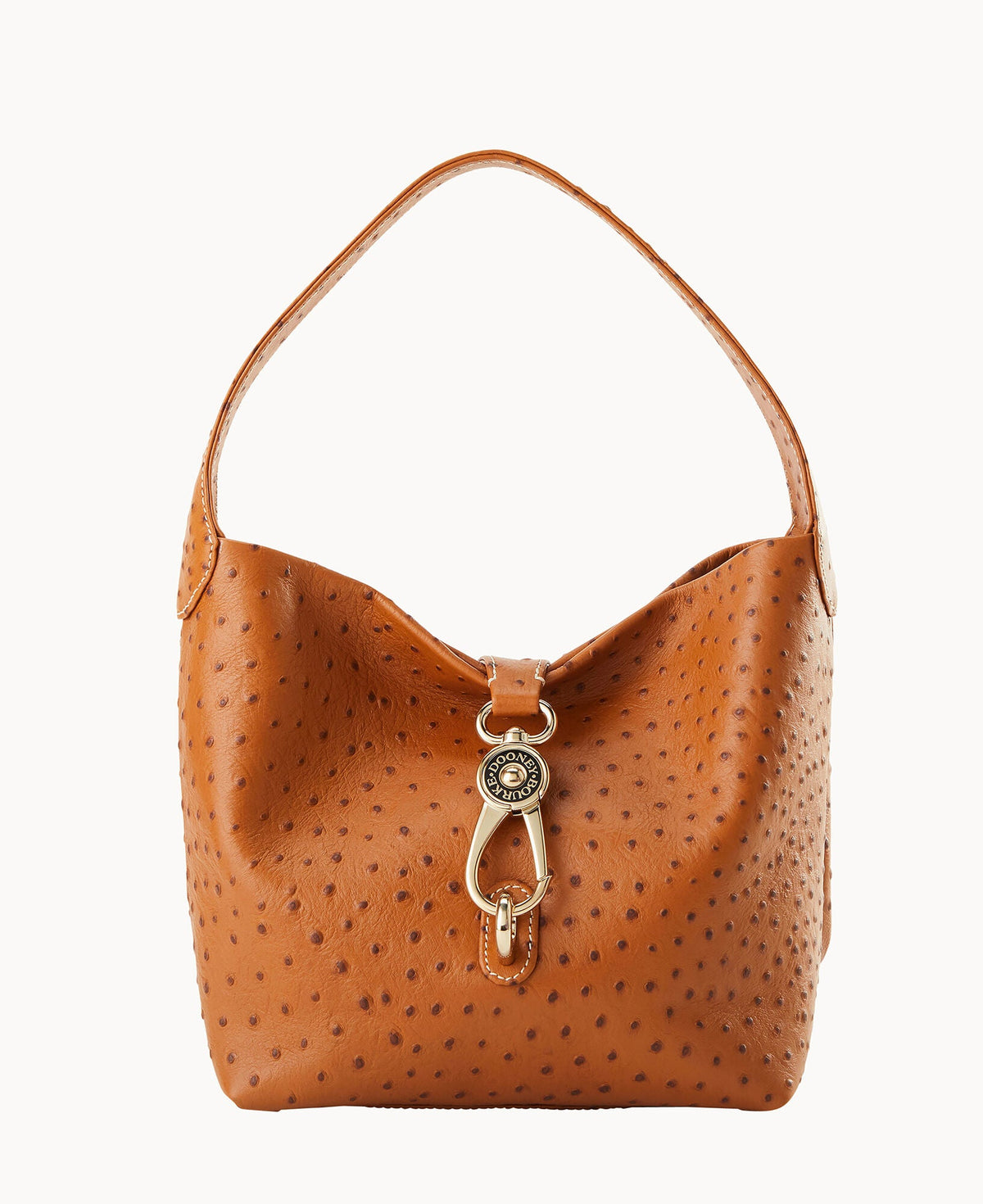 Ostrich Logo Lock Hobo - Caramel