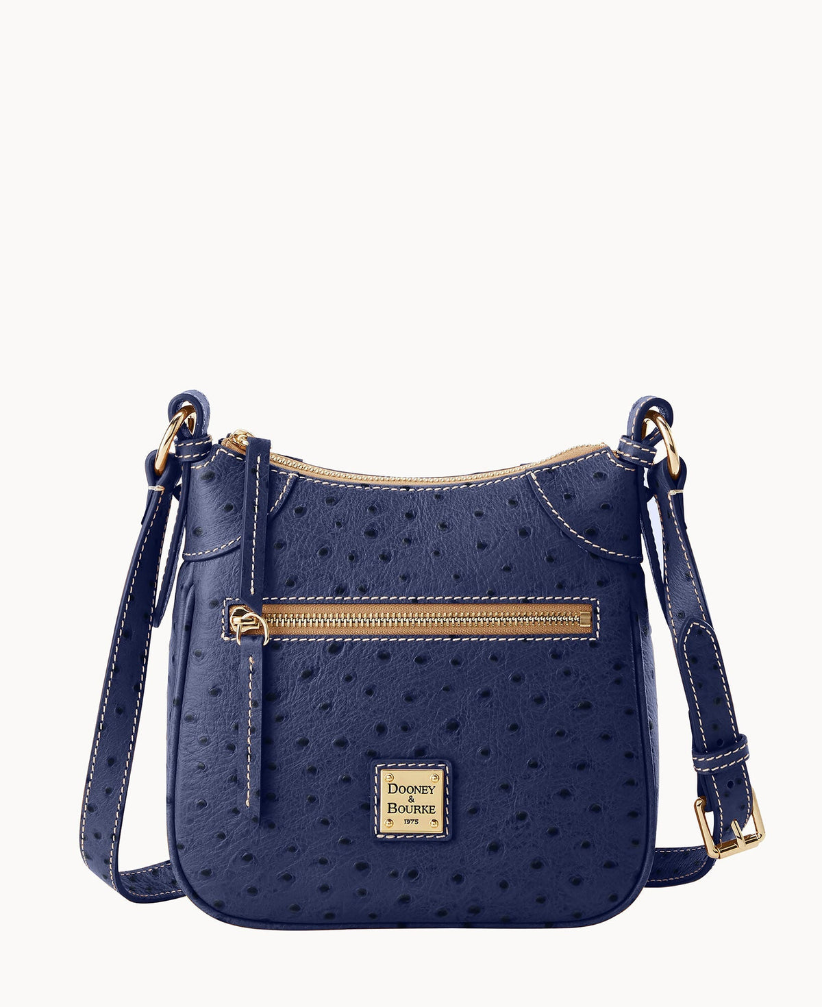 Ostrich Front Zip Crossbody - Air Force