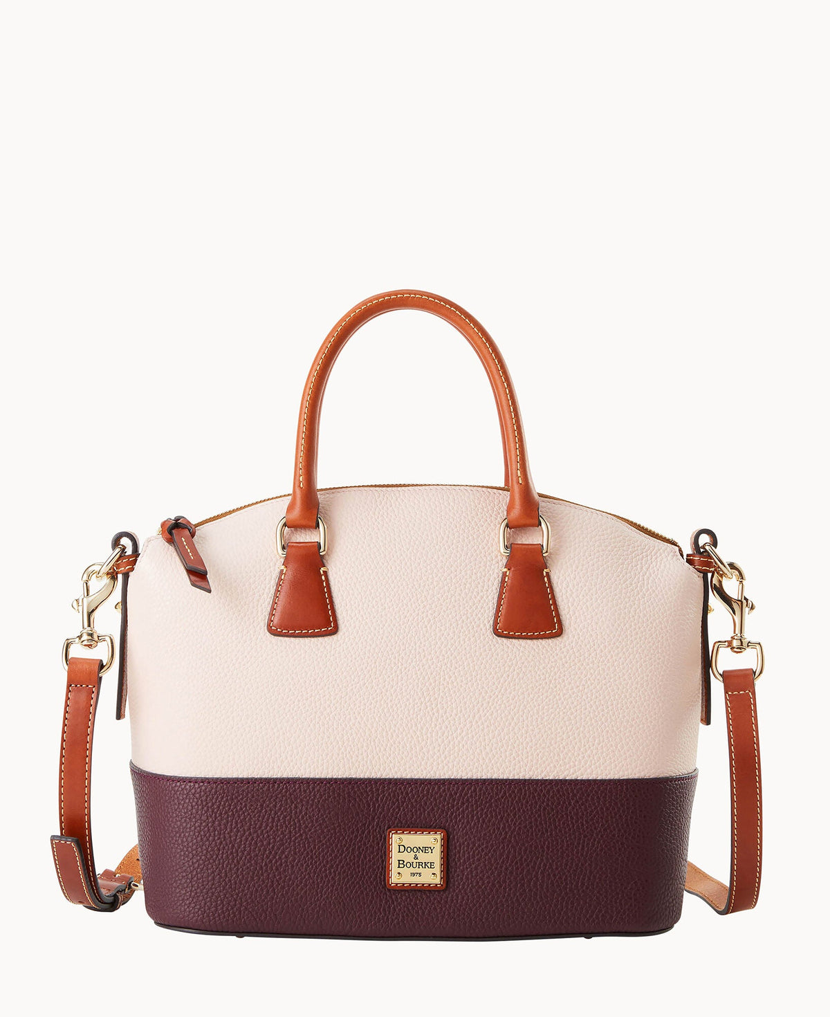 Pebble Color Block Domed Satchel - Blush Bordeaux