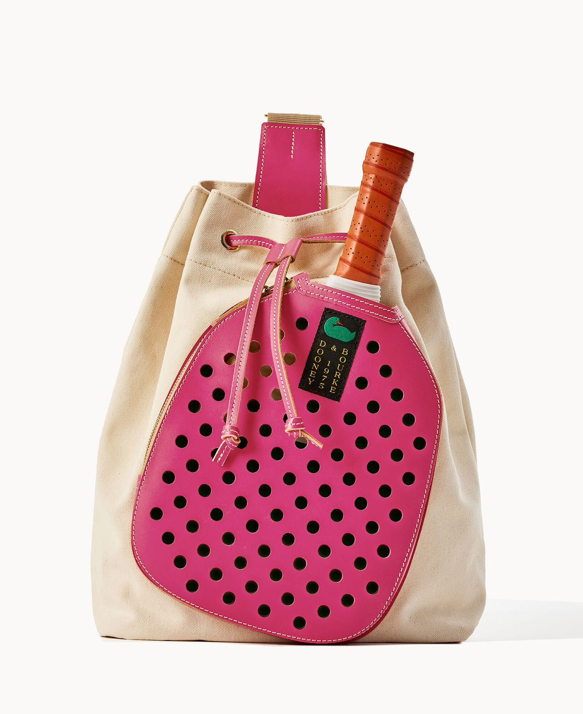 Canvas Pickleball Sling - Natural Hot Pink