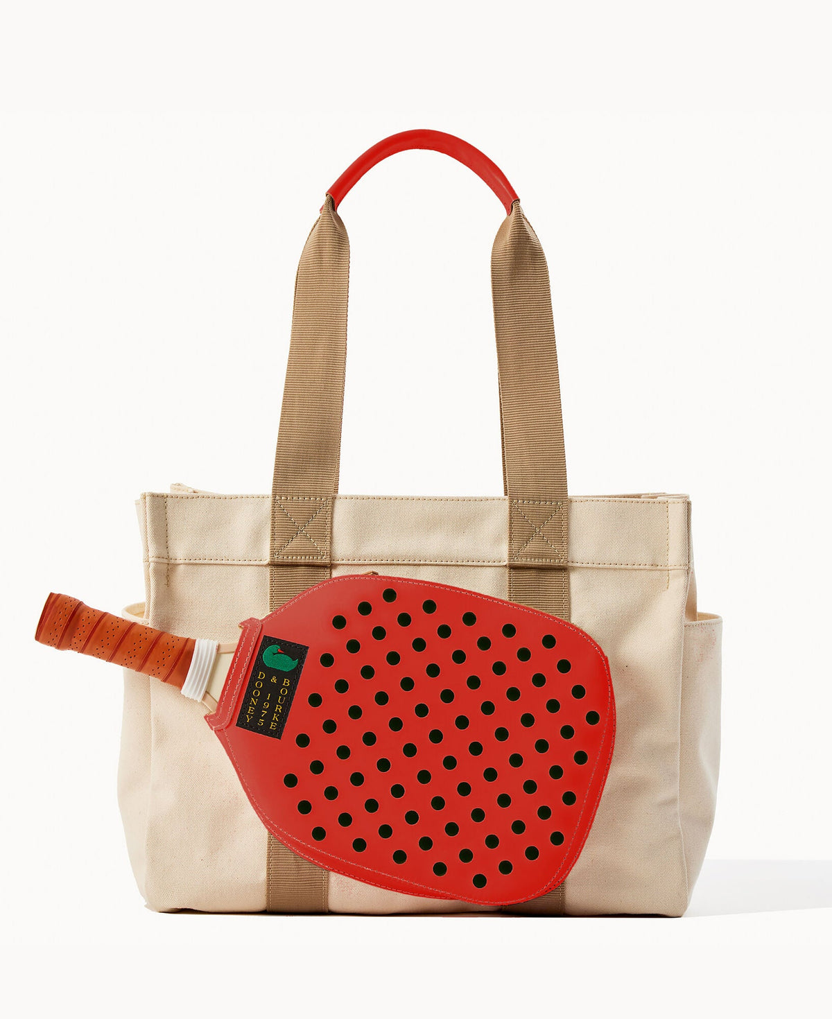Canvas Pickleball Tote 40 - Natural Red
