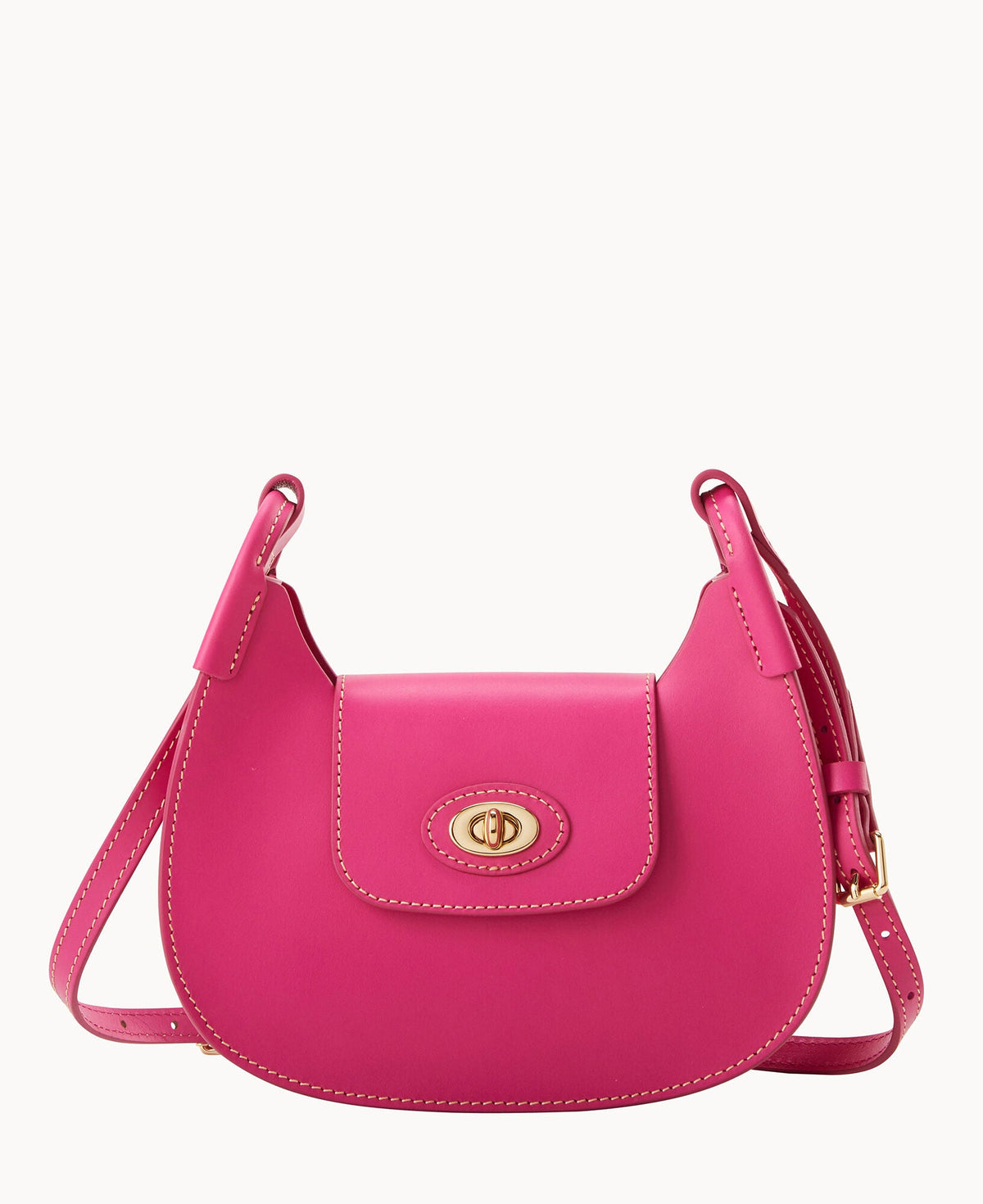 Sweety Leather Crossbody Hobo - Hot Pink
