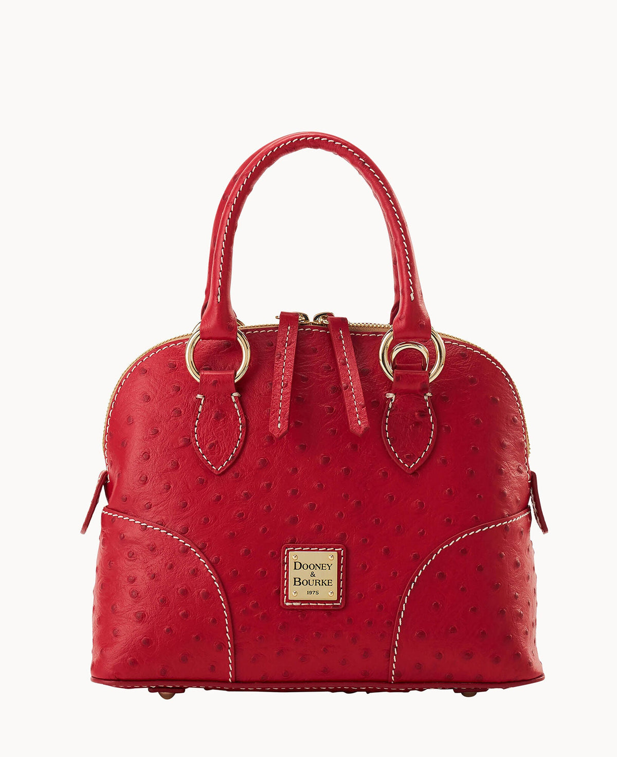 Ostrich Small Satchel - Crimson