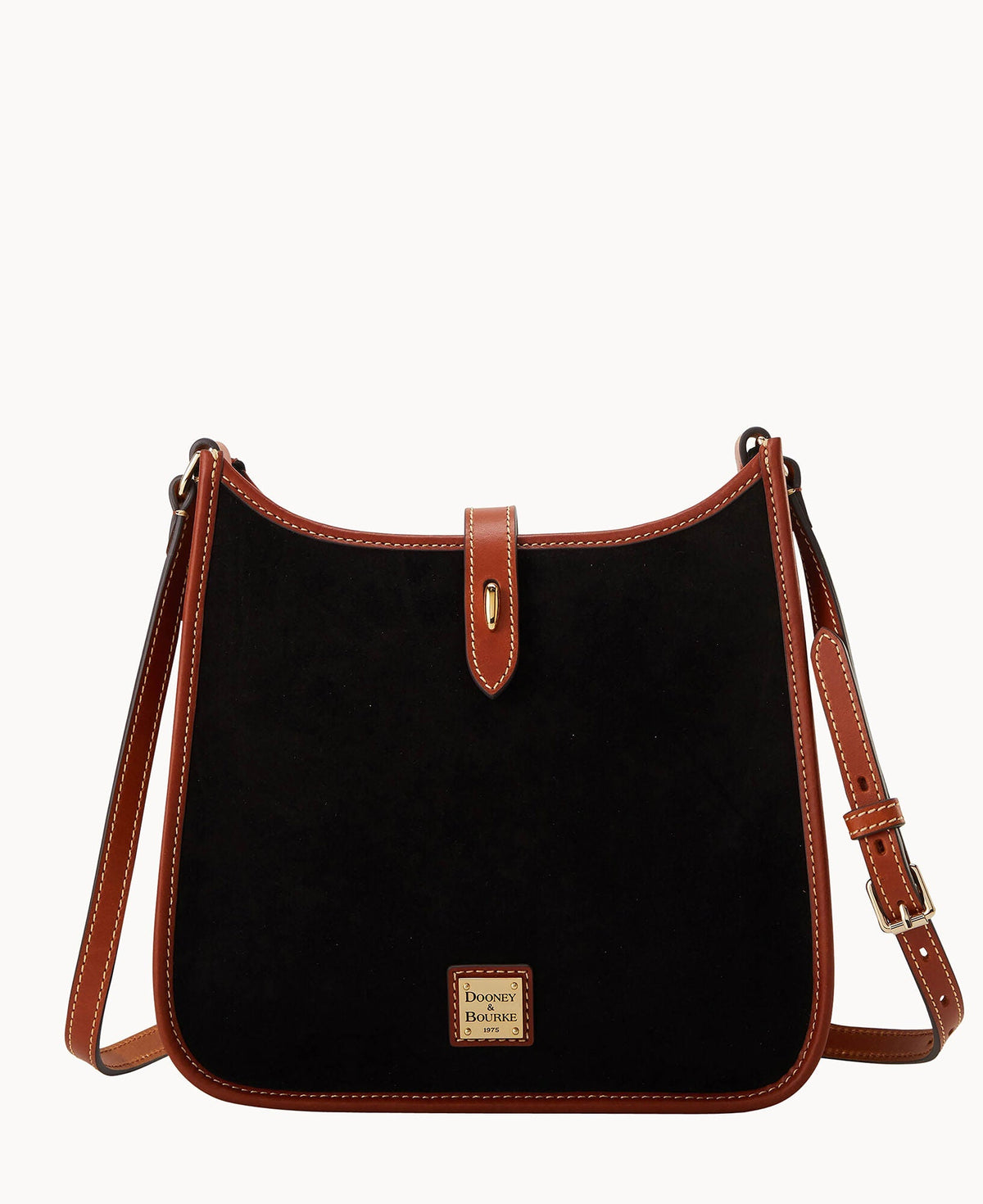 Suede Messenger Crossbody - Black