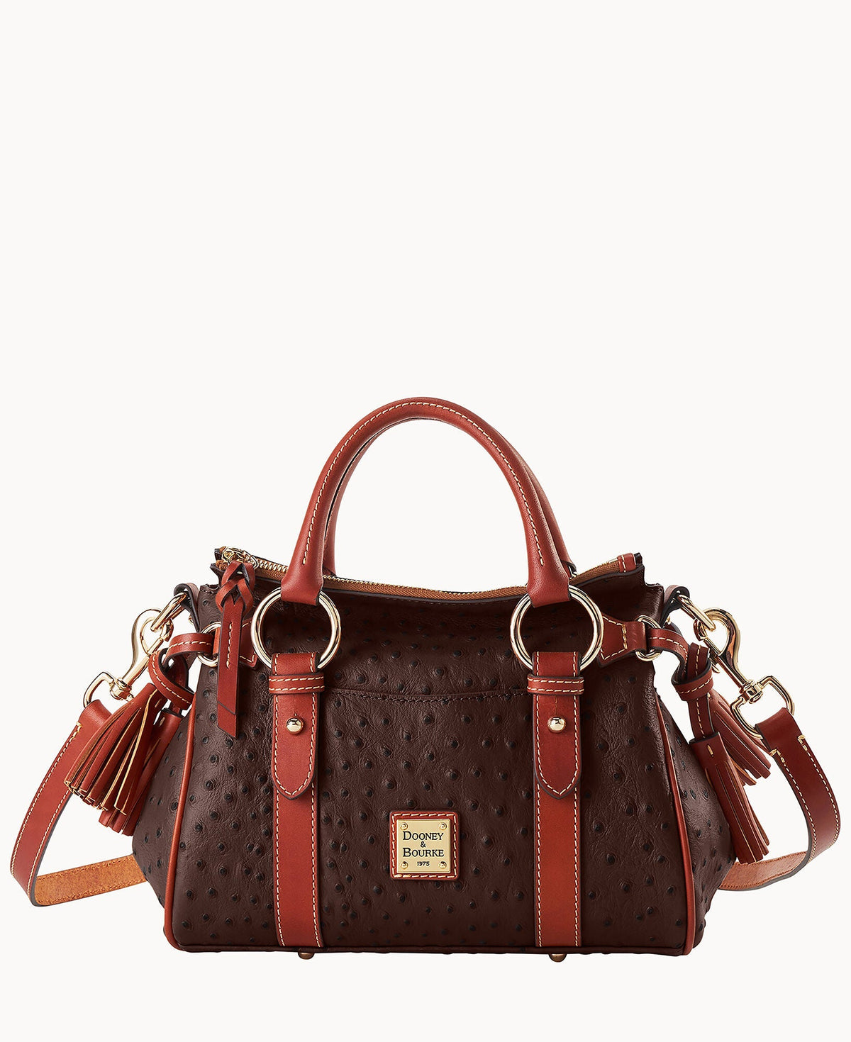 Ostrich Satchel With Pocket - Brown Tmoro