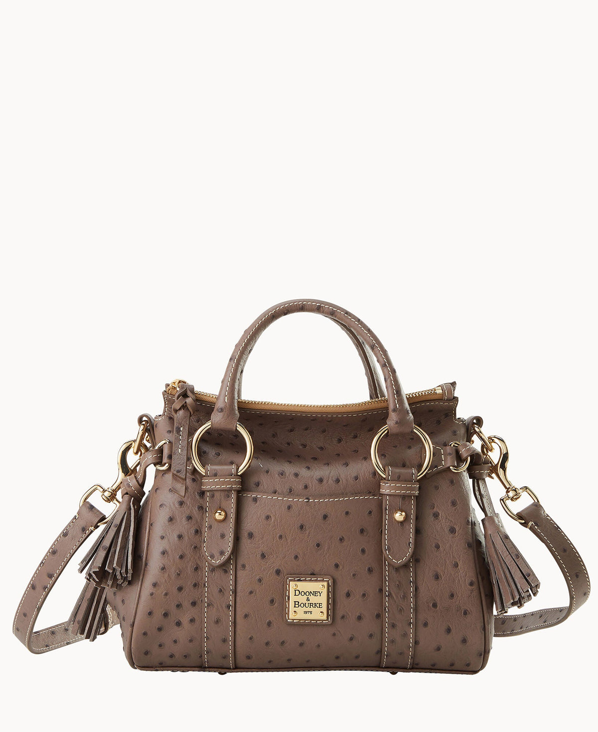 Ostrich Satchel With Pocket - Elephant