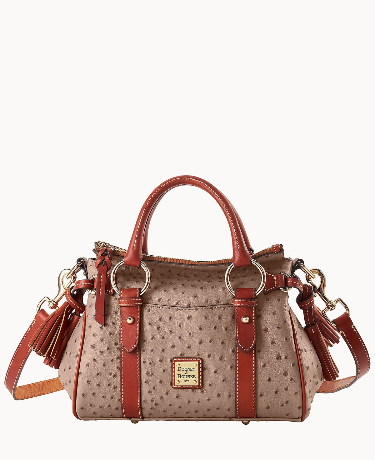 Ostrich Satchel With Pocket - Elephant