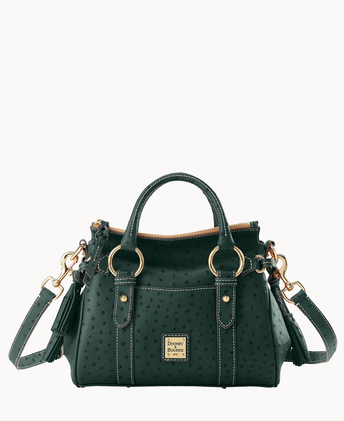 Ostrich Satchel With Pocket - Forest