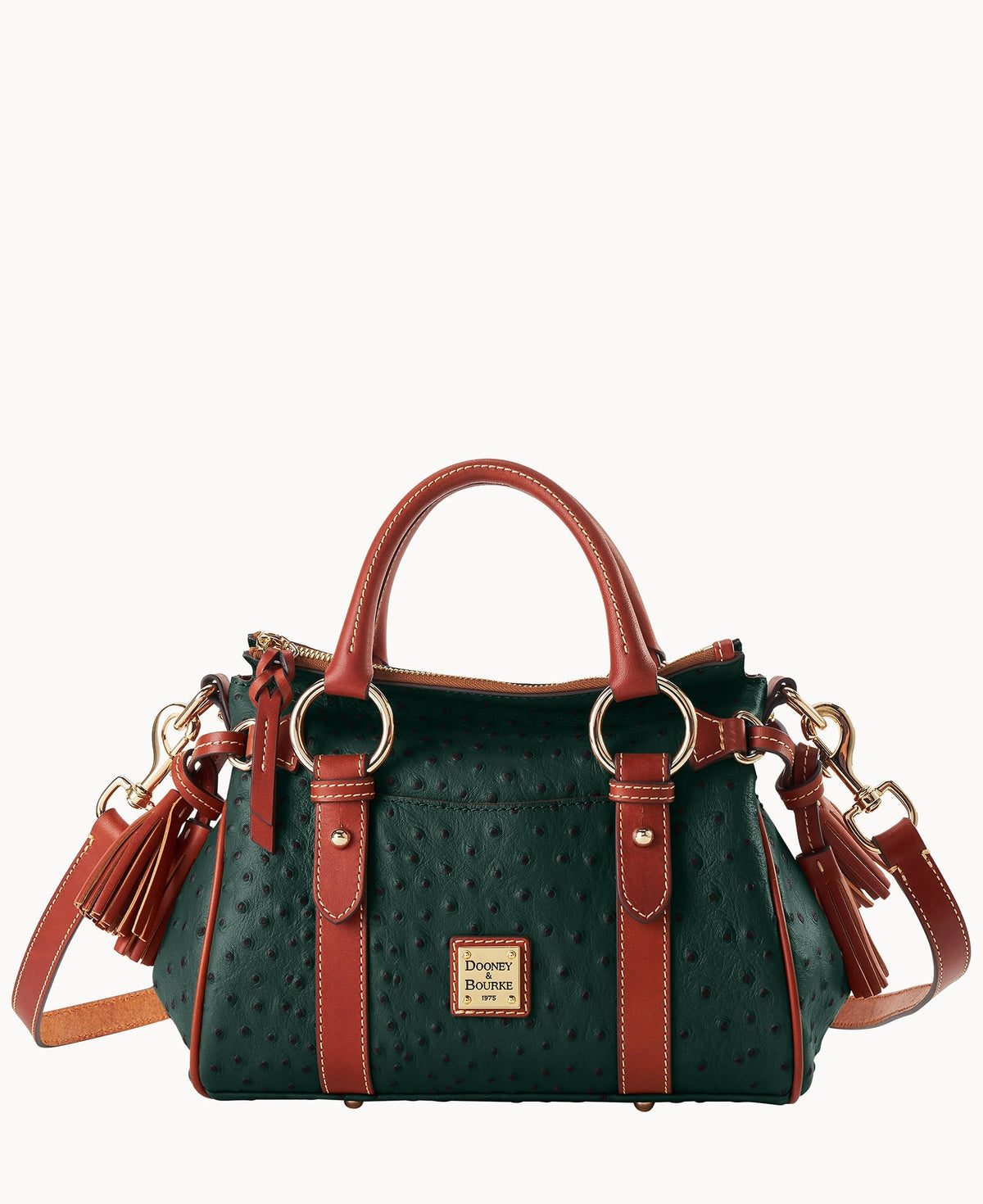 Ostrich Satchel With Pocket - Forest