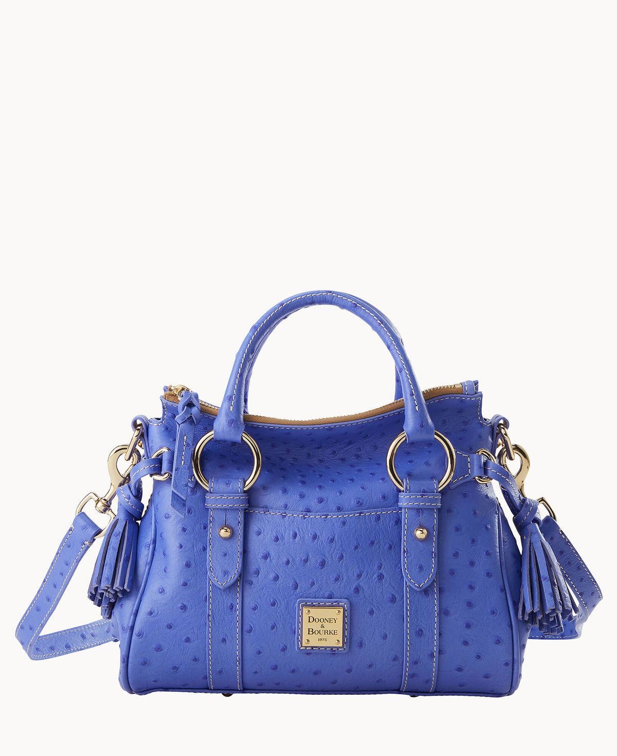 Ostrich Satchel With Pocket - Periwinkle