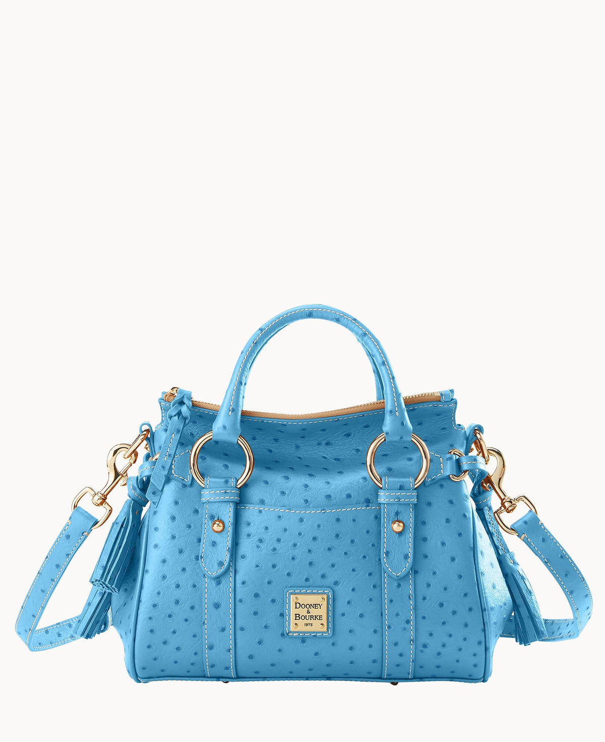 Ostrich Satchel With Pocket - Azure