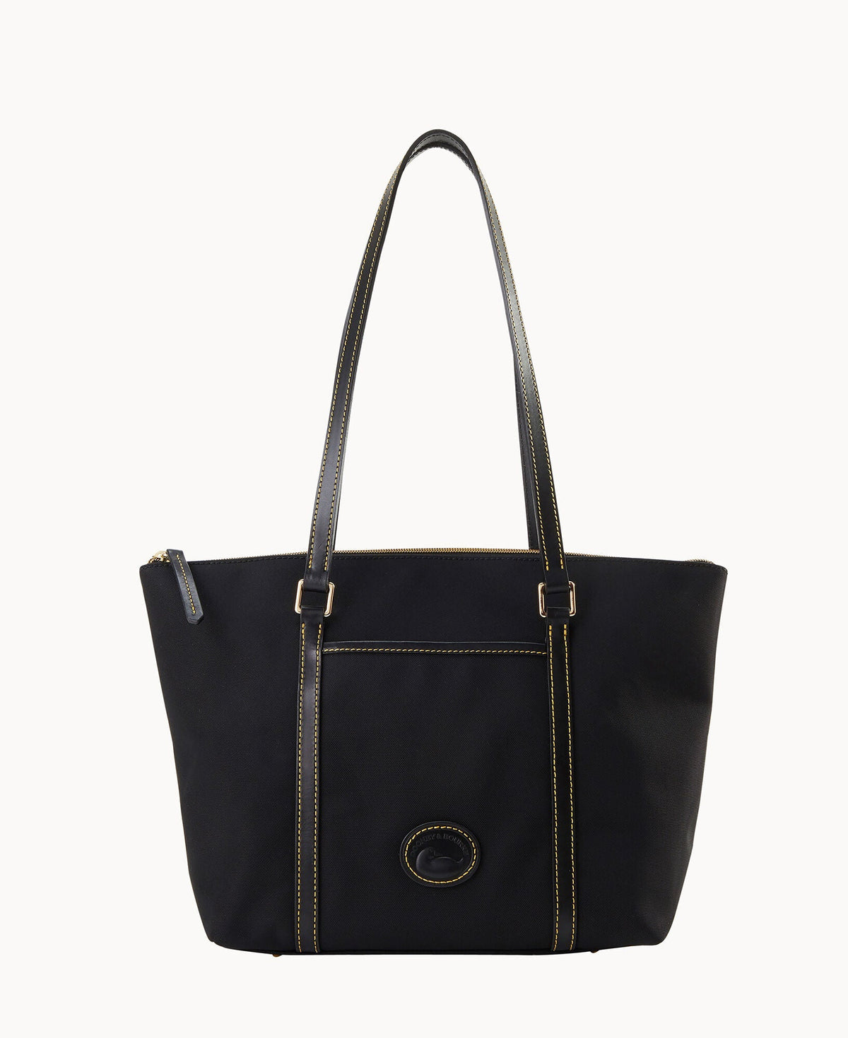 Nylon Zip Pocket Tote - Black Black