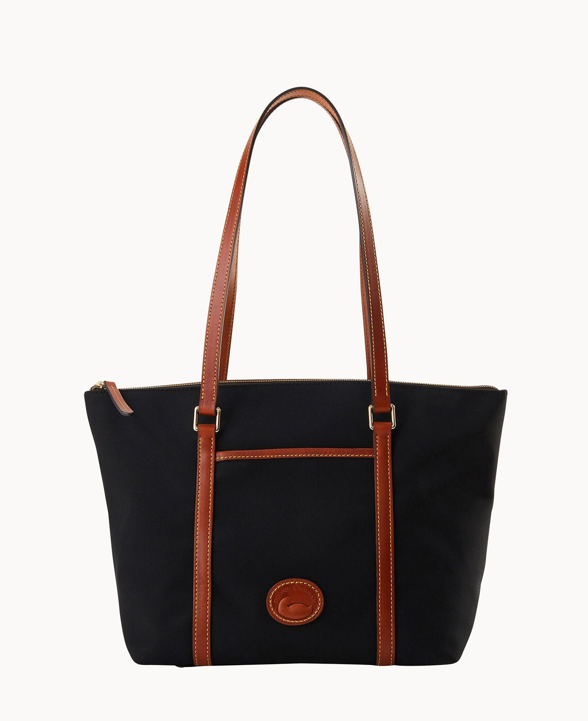 Nylon Zip Pocket Tote - Black