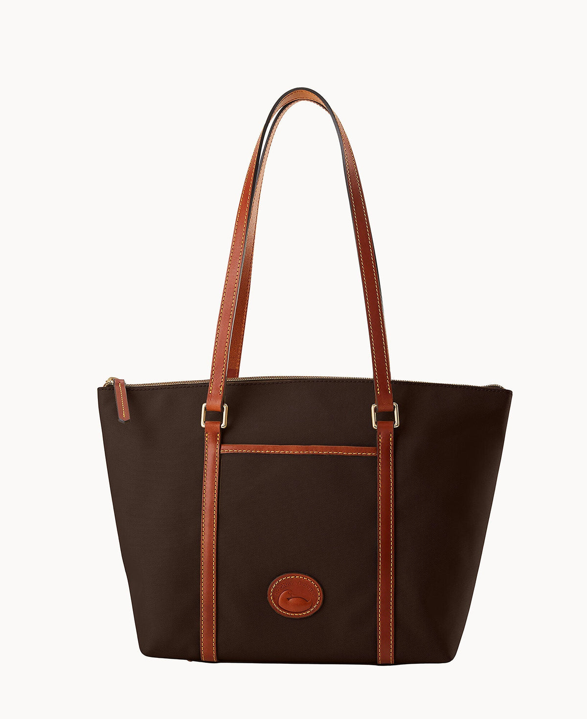 Nylon Zip Pocket Tote - Brown Tmoro