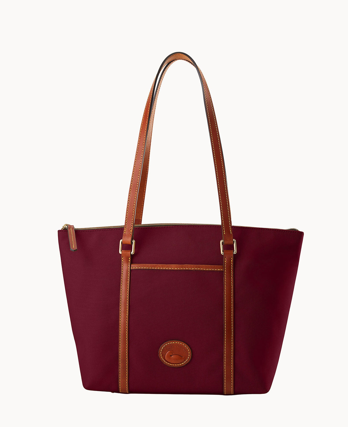 Nylon Zip Pocket Tote - Cranberry