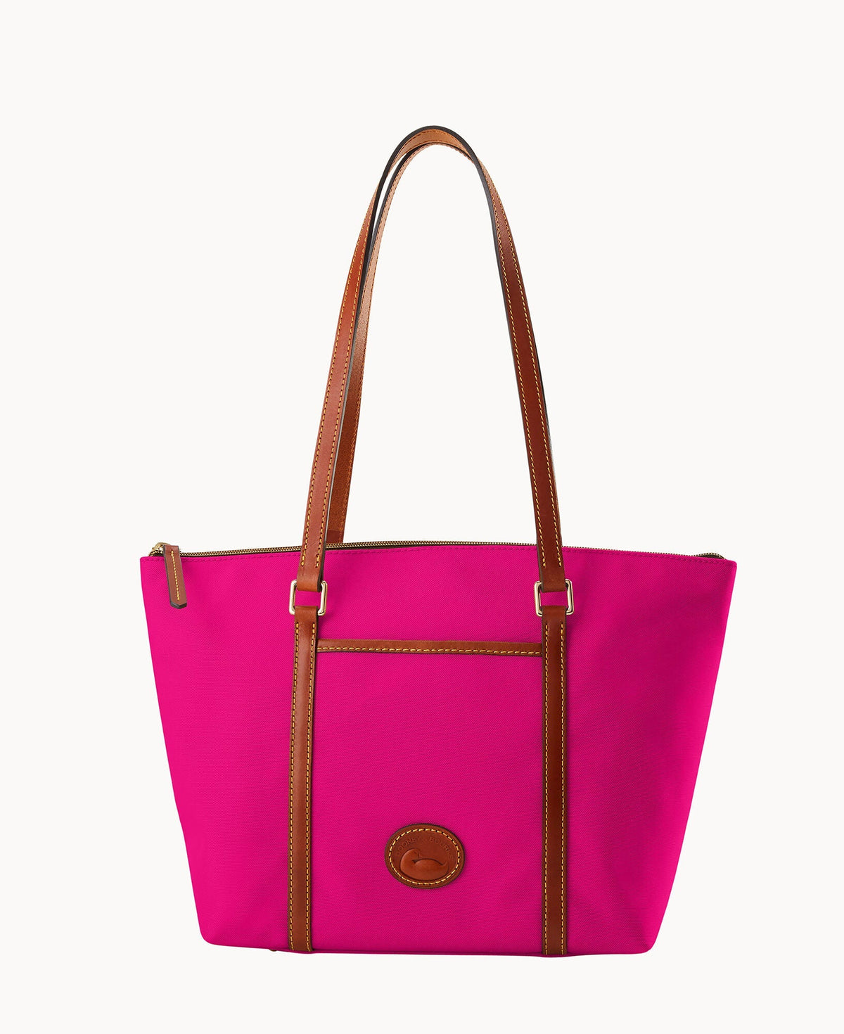 Nylon Zip Pocket Tote - Fuchsia