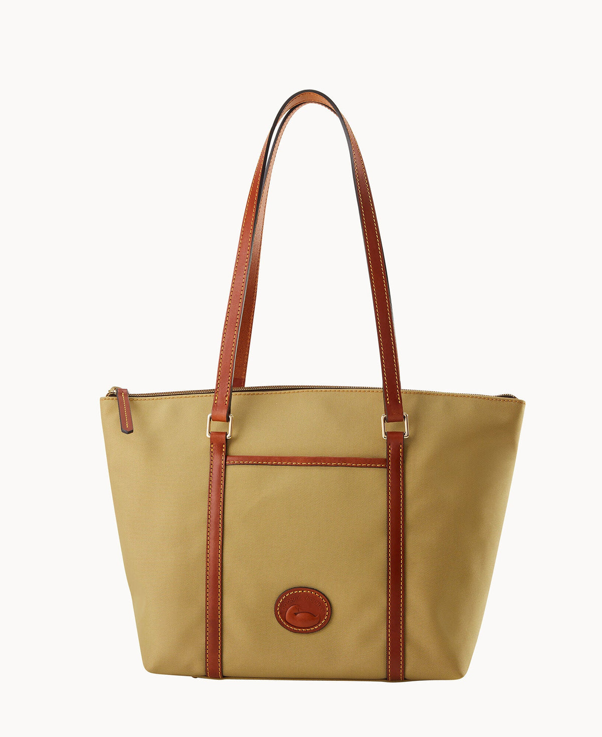 Nylon Zip Pocket Tote - Khaki