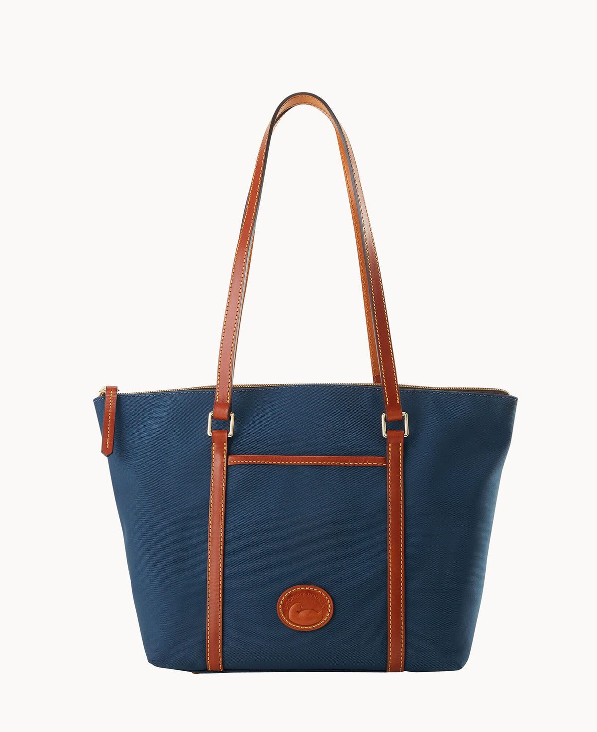 Nylon Zip Pocket Tote - Navy
