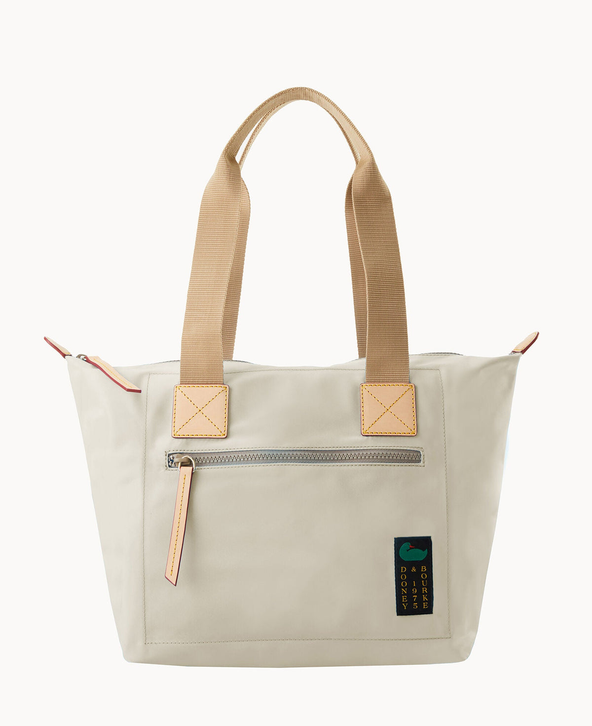 Nylon Front Zip Tote - Bone