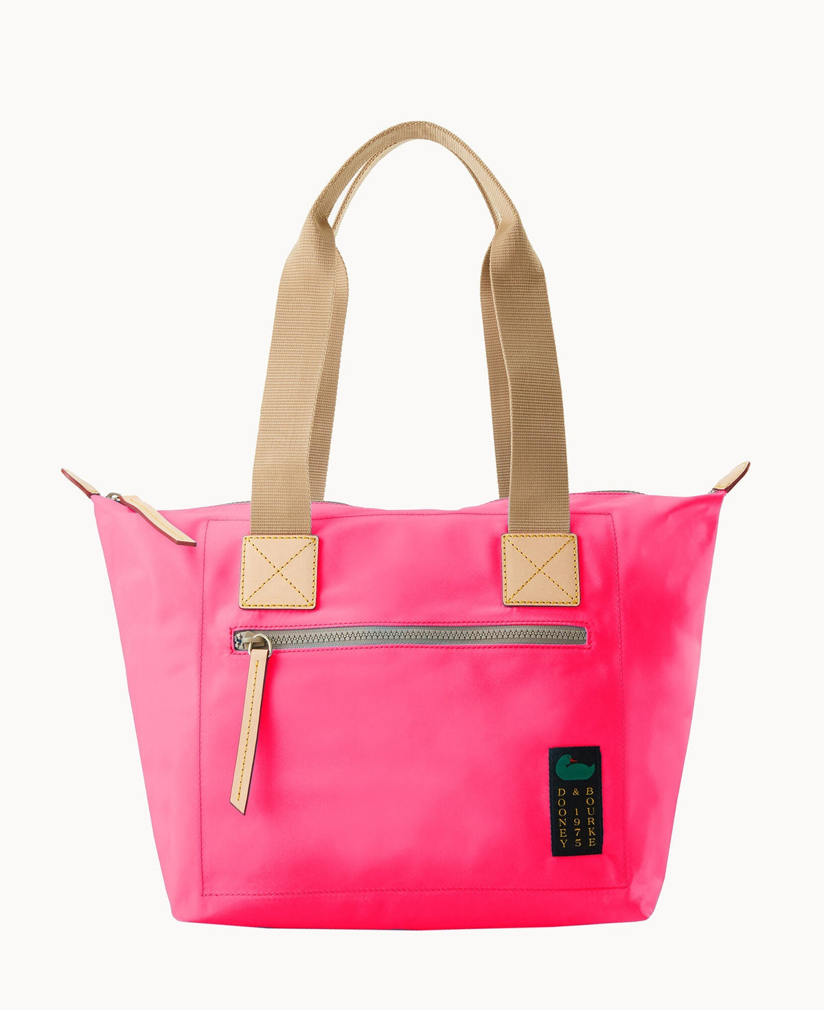Nylon Front Zip Tote - Fuchsia