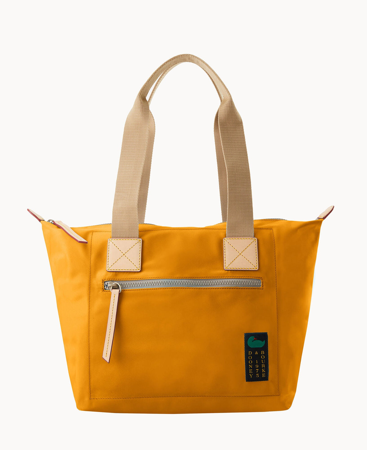 Nylon Front Zip Tote - Gold