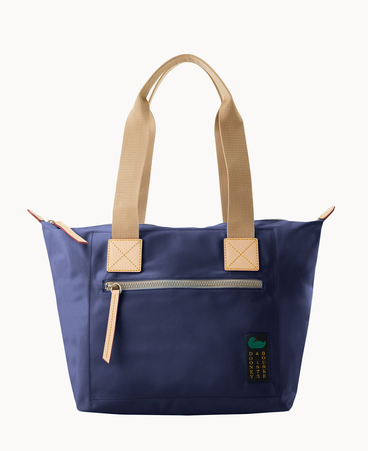 Nylon Front Zip Tote - Navy