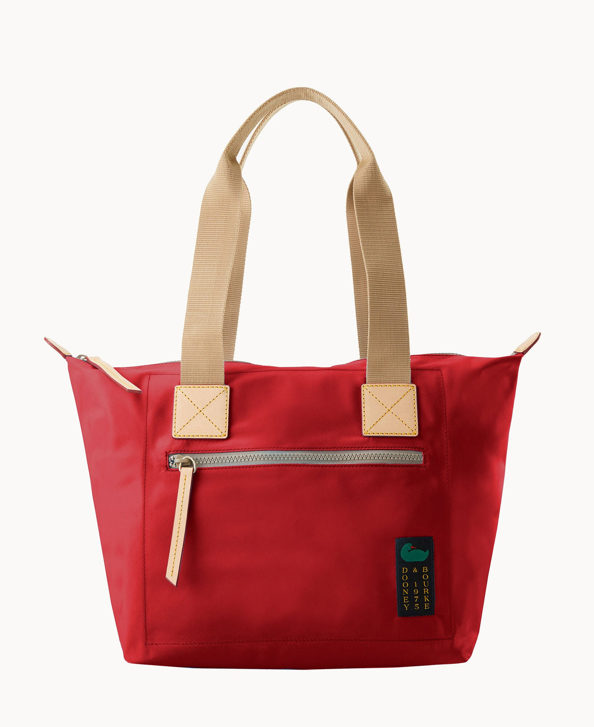 Nylon Front Zip Tote - Red