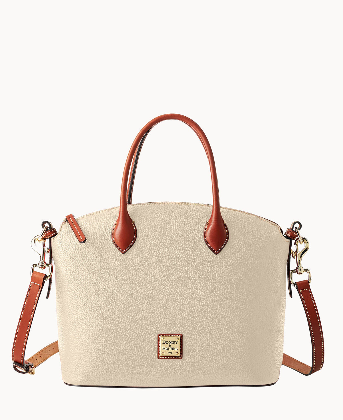 Pebble Grain Domed Satchel - Bone