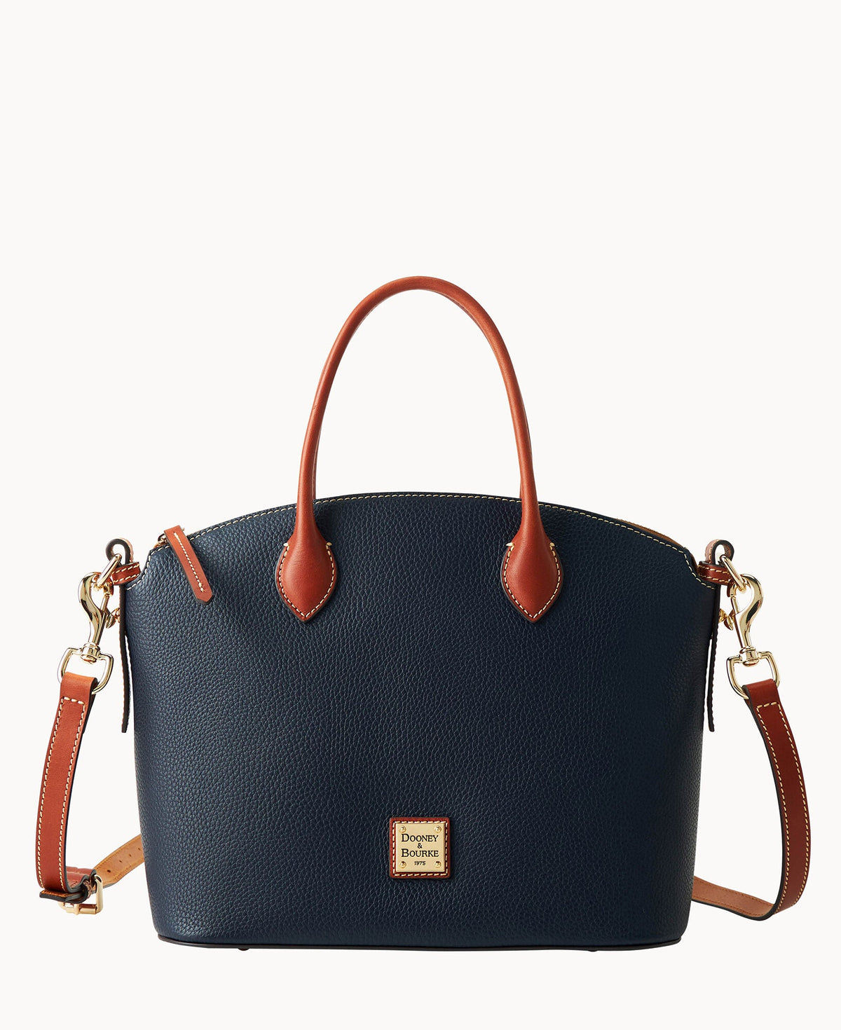 Pebble Grain Domed Satchel - Midnight Blue