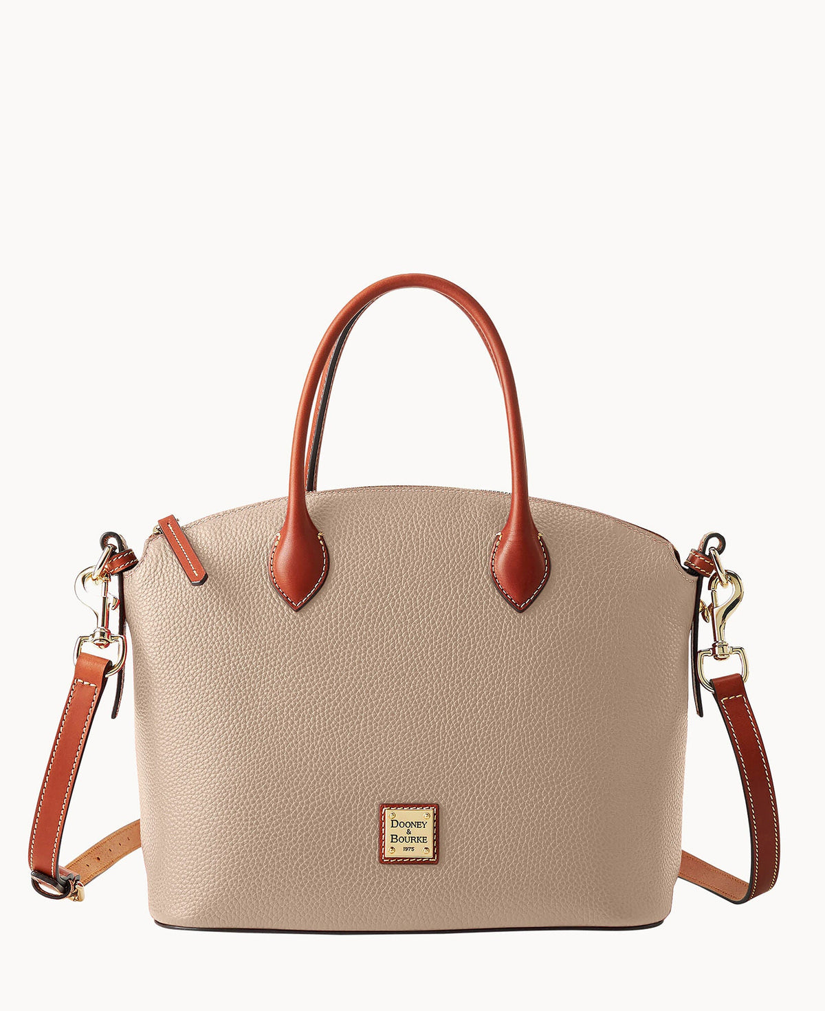 Pebble Grain Domed Satchel - Taupe