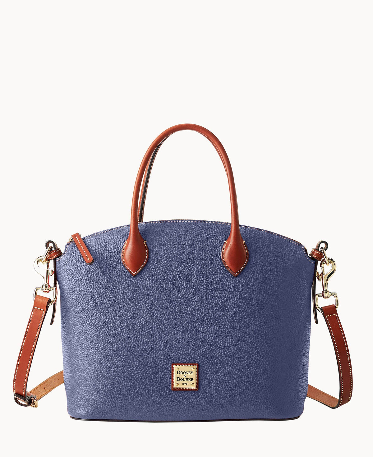 Pebble Grain Domed Satchel - Steel Blue